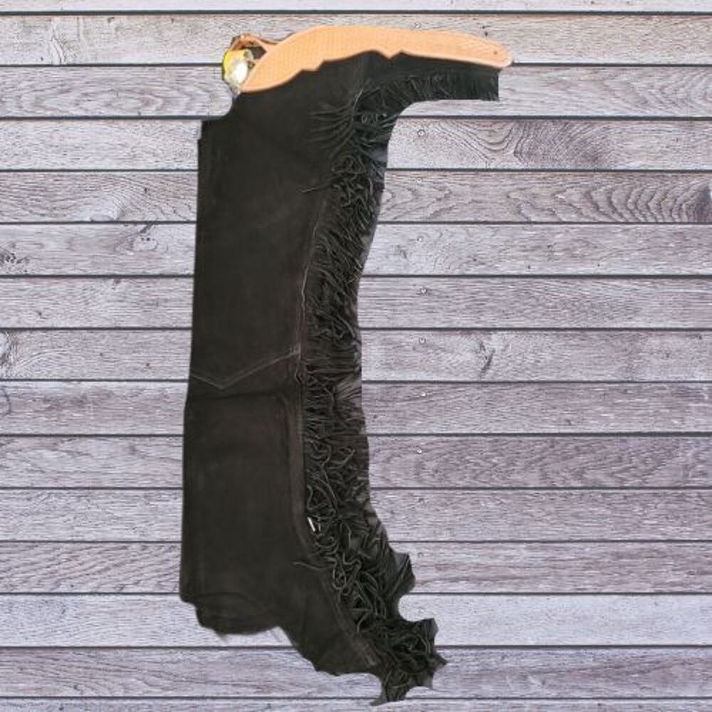 Basket Weave Tooled Action Company Equitation Chaps Black Size Small
